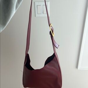 Chic Burgundy faux Leather Shoulder Bag